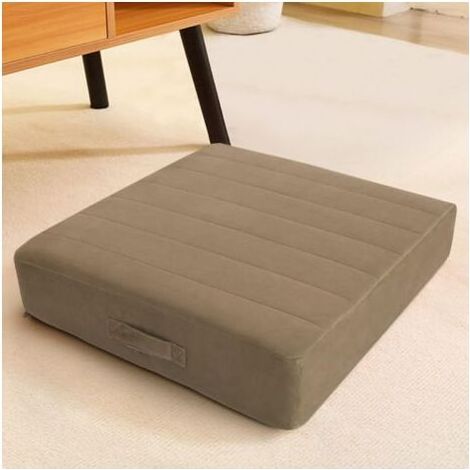 Coussin de sol carré pour adultes et enfants, grand coussin de méditation avec mousse épaisse et housse touffetée douce, grand coussin lavable pour le yoga assis, 45 cm, café (1/5)