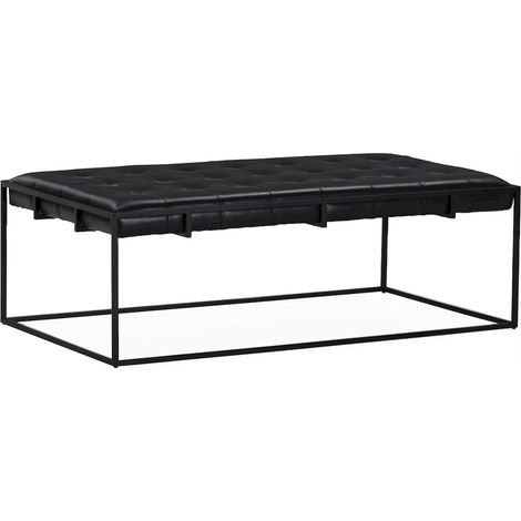 Banc capitonné noir en métal et simili cuir - noir (1/5)