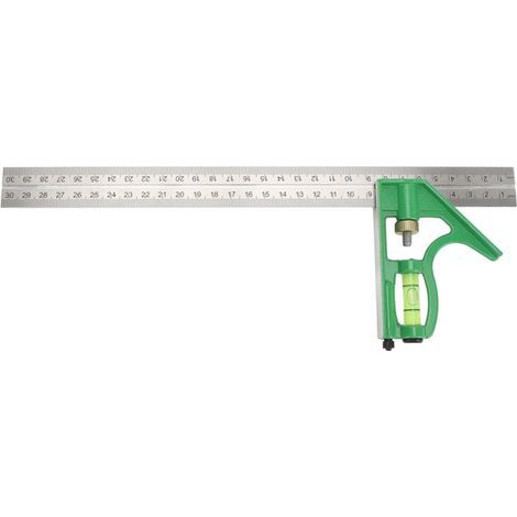 300mm Règle de Carré Multifonctionnel de Combinaison, Outils de Mesure de Règle d'Angle Carré de 45/90 Degrés avec le Niveau à Bulle