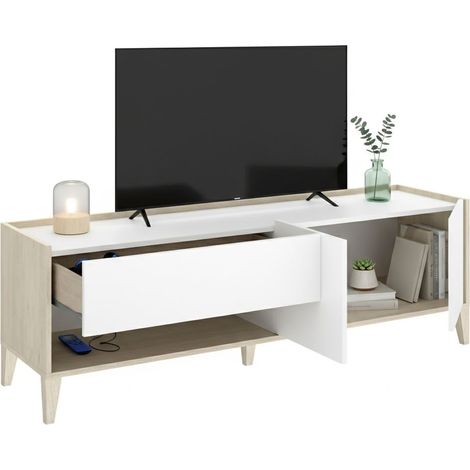 Mueble para TV Willits, modular, un cajón, 2 estantes, 39x150x50h cm blanco