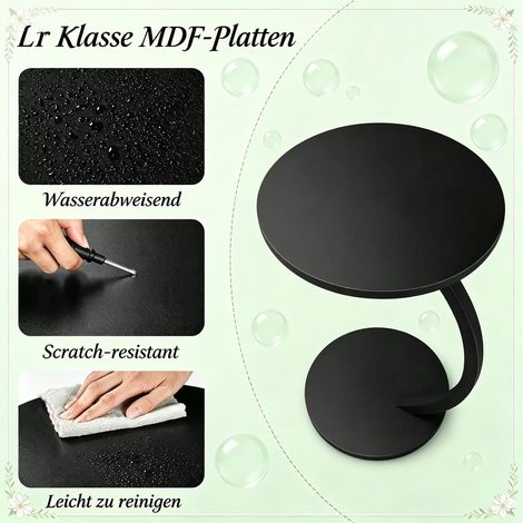 Table d'appoint ronde en forme de C, table basse temporaire pour ordinateur portable, table de chevet, support à plantes (livré avec table d'appoint uniquement) (1/5)