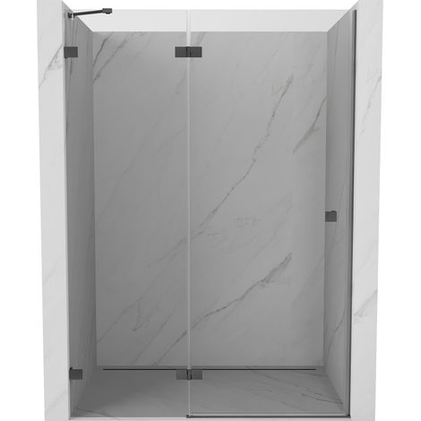 Mexen Lunar porte de douche pivotante gauche 140 cm, transparent, gris canon brossé - 834-140-000-66-00-L (1/5)