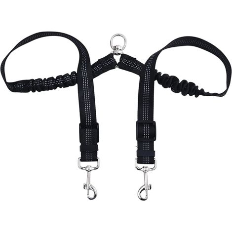 Séparateur De Laisse Double - Rotation 360° Sans Enchevêtrement - Pour 2 Chiens - Réfléchissant - Élastique Absorbant Chocs - Réglable - 1 Pièce (1/5)