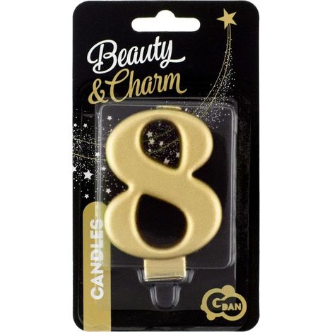 Candela Beauty&Charm numero 8, oro metallizzato, 8 cm