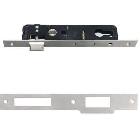 Serrure mortaiser 2 points alliage aluminium argenté compatible poignée porte anti-tempête Pella avec vis (1/3)