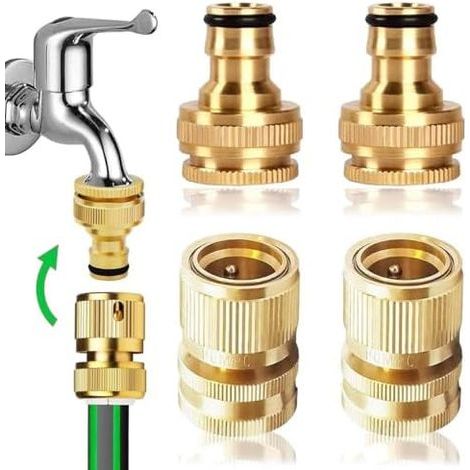 Uni-Fine 2 Paar 1/2-Zoll- und 3/4-Zoll-Schnellkupplungen aus Messing für Gartenschlauchdüsen-Set (1/5)