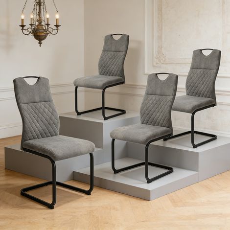 Ensemble de chaises flottantes avec dossier haut et revêtement en tissu (4 chaises, Gris)