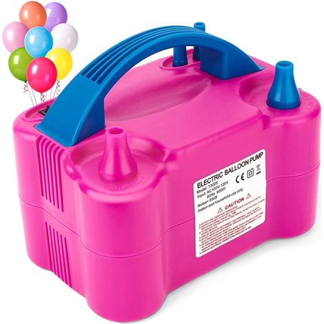 Pompe à ballons électrique portable à double buse, idéale pour gonfler et remplir les ballons de fête (arche, colonne, support), 110 V, 600 W, rose rouge. (1/5)