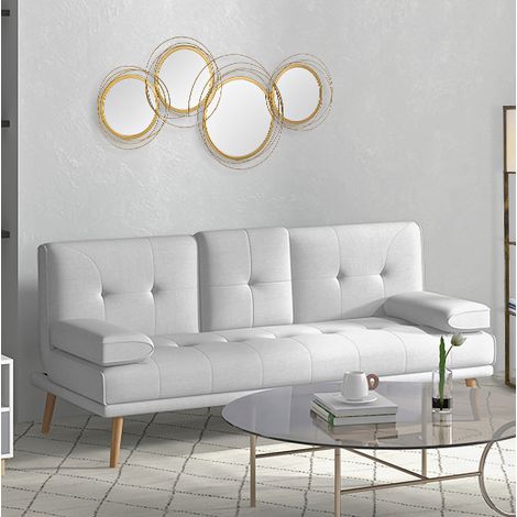 Set di specchi da parete rotondi 107/56 cm in metallo dorato, decorazione elegante (1/5)