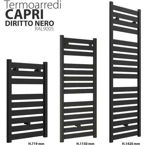 Termoarredo Capri Diritto Nero Opaco Ral 9005 719 X 500 Int.450 (1/3)