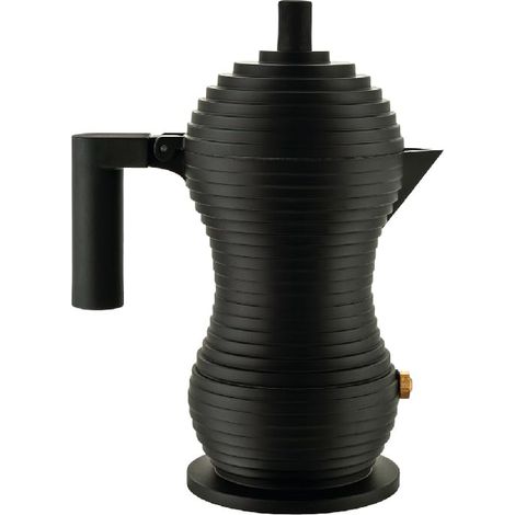 Alessi Pulcina MDL02/1 BB Caffettiera Espresso di Design, in Fusione di Alluminio con Manico e Pomolo in PA, 1 Tazza, Nero (1/4)