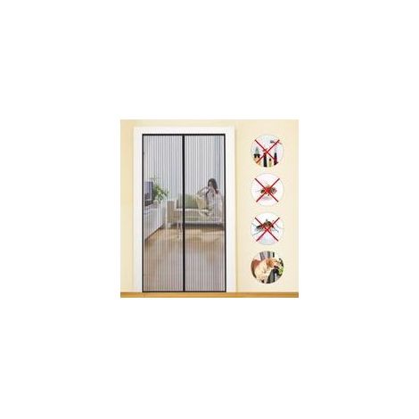 Moustiquaire 120x210cm maille ultra fine moustiquaire magnétique avec bandes adhésives noir (1/4)