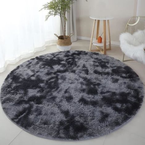 Tapis Rond - Diamètre 160 cm - Gris Foncé - Polyester - Pour Salon Chambre Couloir - 1 Pièce (1/3)