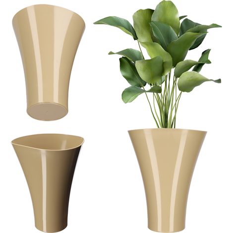 KADAX Blumentopf aus Kunststoff, Blumentopfschutz, 16.5 cm, Beige