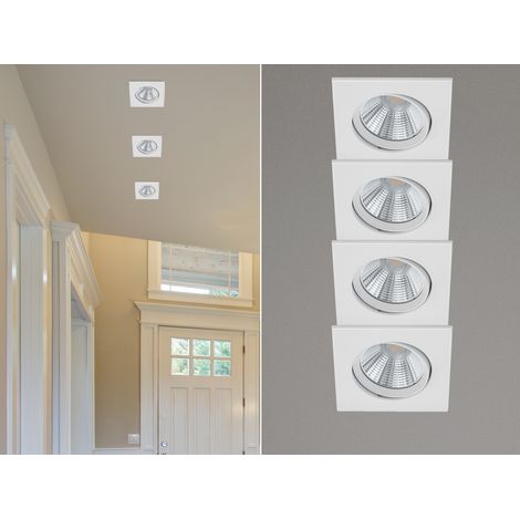 Eckige LED Einbaustrahler Decke im 4er Set schwenkbar dimmbar Weiß matt 5,5W (1/5)