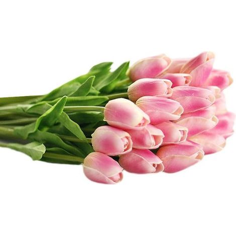 12 tulipes artificielles « Real Touch », fausses tulipes, rose foncé, 34 cm-AquaForge (1/2)