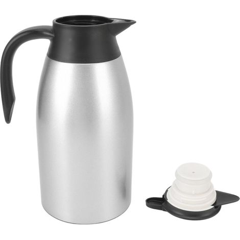 Théière isotherme en acier inoxydable 304, couvercle étanche, capacité 2 L, poignée de transport, nettoyage facile, distributeur de café isotherme argenté