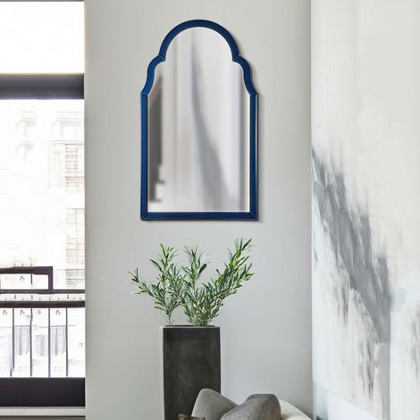 Specchio Mostarr, Cornice Sagomata, Forma Rettangolare, Tipologia a Parete, 47x80h cm blu (1/5)