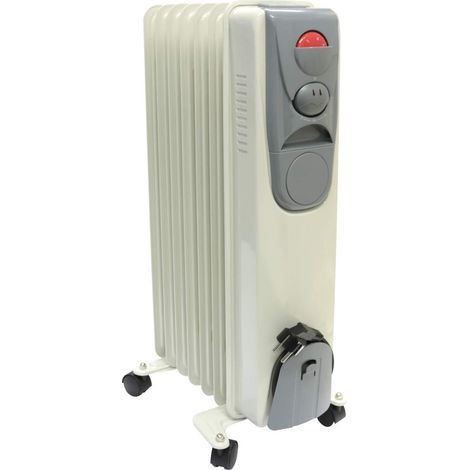 Ölradiator mobiler Heizkörper Ölheizung Heizgerät mit Rollen, Thermostat Überhitzungsschutz, weiß, 3 Stufen 600/900/1500 Watt, BxHxT 35x23x62 cm (1/4)