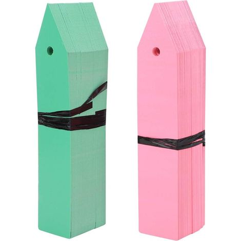 100 étiquettes de jardin en plastique imperméable, réutilisables en PVC pour plantes et pots de fleurs (rose + vert). (1/5)