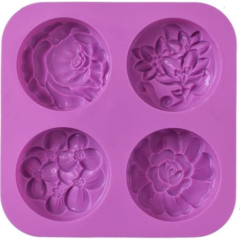 Moule à savon en silicone antiadhésif en forme de fleur pour savons, muffins, puddings, gelées, brownies et cheesecakes faits maison - Sans BPA (1/5)