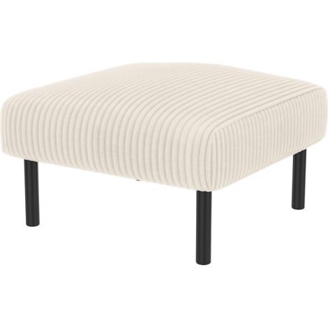 Pouf en velours côtelé beige avec structure métal, assise rembourrée confortable, format compact pour salon, chambre ou bureau, idéal en repose-pieds ou siège d'appoint CHICFURN (1/5)