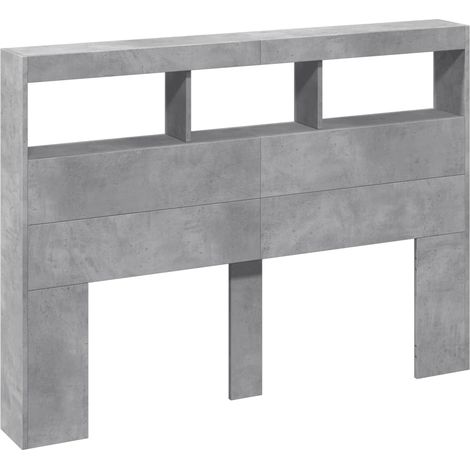 LED-Kopfteil mit Ablagen Betongrau 140x17x102 cm vidaXL