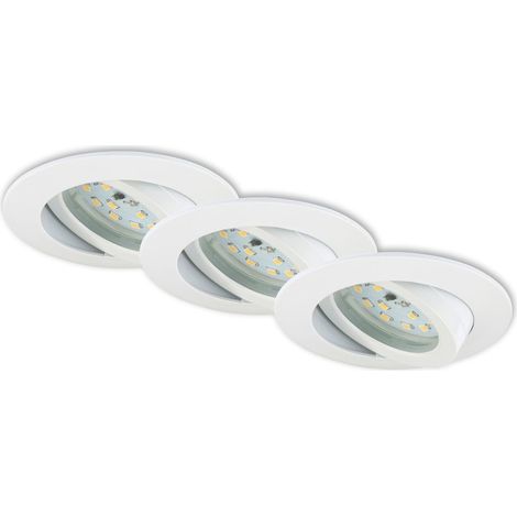 LED Einbauleuchten schwenkbar 3er-Set dimmbar 6,5 W IP23 Weiß Ø8,2cm Briloner
