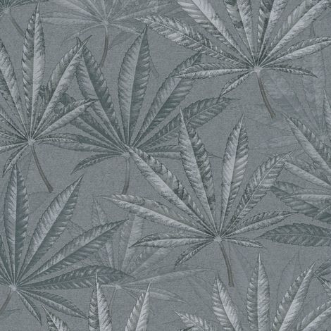 Papier peint nature Profhome 399842 papier peint intissé gaufré à chaud légèrement texturé avec des ornements floraux mat gris gris-basalte gris clair 5,33 m2