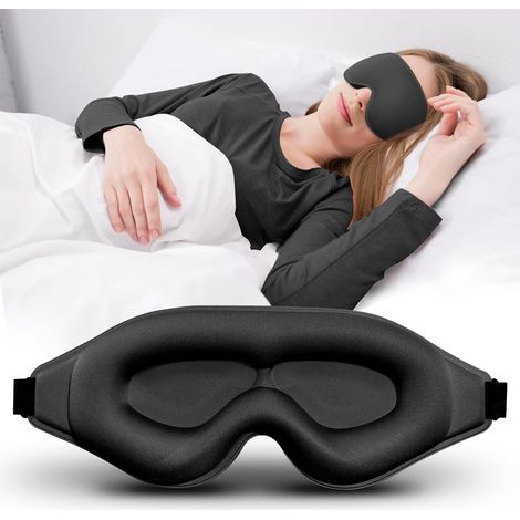 Masque de Nuit Innovant 2025 pour Hommes et Femmes , Conception Masque de Sommeil qui Bloque la Lumière pour Dormir , les Siestes , la Méditation , les Voyages(noir) (1/5)