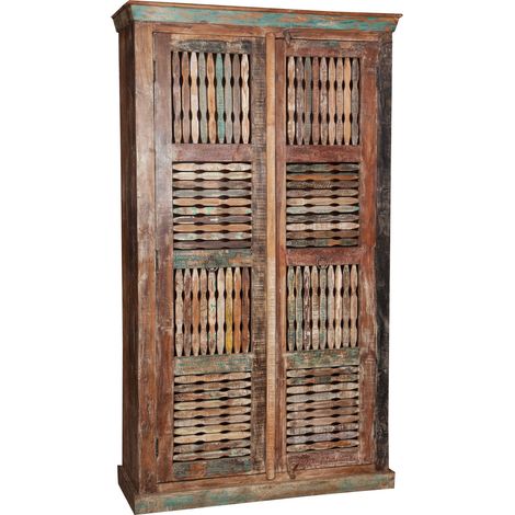Libreria Espositore Vetrina A Giorno in Legno Massello Decapato Shabby L120XPR44X213 CM