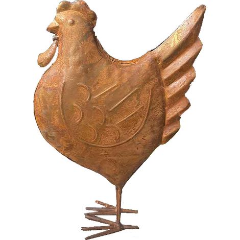Statuette poule fer rouille 14x7x20cm (1/4)