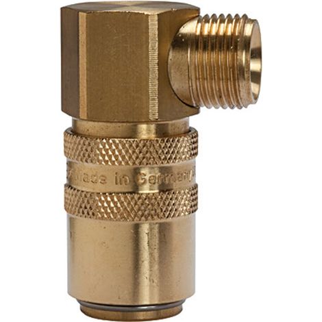 Riegler Temperierkupplung DN 9 mit AG, mit Absperrventil, G 3/8 90° (1/2)