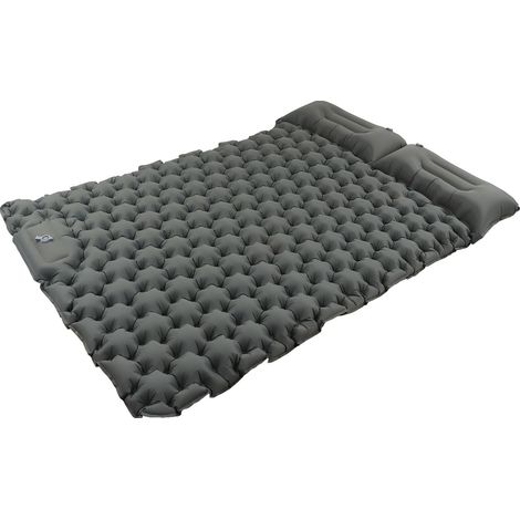 Tapis de sol gonflable ergonomique en nylon imperméable gris, gonflage rapide en 60 secondes, pour le camping en plein air.