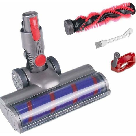 Bürste für Dyson V7 V8 V10 V11 V15, Dyson Bürstenkopf mit Turbo- und Softwalze, LED-Beleuchtung und Auslösesperre, Dyson Zubehör für Teppich-, Hart- und Holzböden