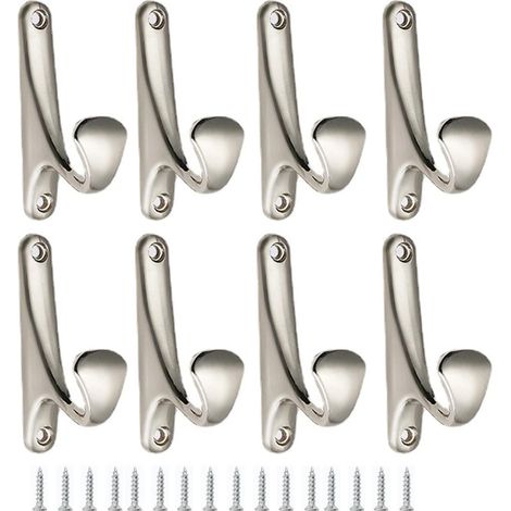 Lot de 8 patères modernes en métal avec 16 vis, pour suspendre manteaux, chapeaux, serviettes et écharpes. (1/5)
