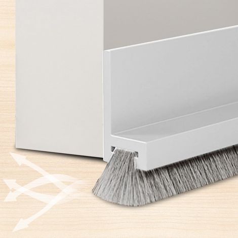 100 cm Door Bottom Brush Seal – 53 mm Sound Insulation, Sound and Thermal Insulation, Self-Adhesive, Cut Out – Dust Proof Door Draught Excluder (White) (1/5)