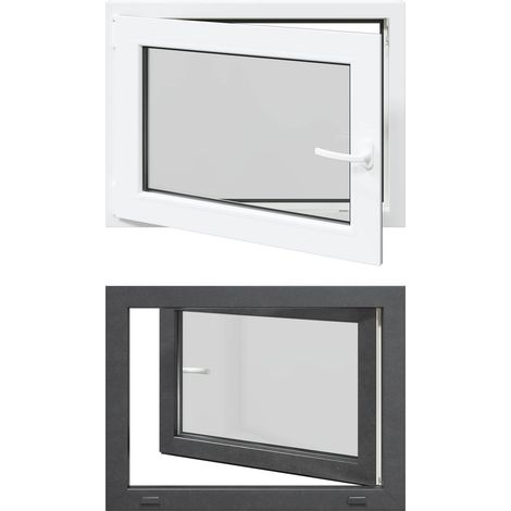 Kellerfenster RISOR 80 x 50 cm PVC und Glas Anthrazit vidaXL (1/5)
