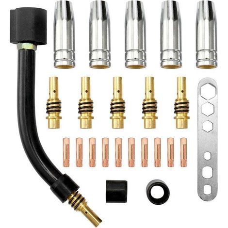 24 Stück 15AK Brenner-Verschleißelektroden-Schneidstangen, 1,2 mm, Schwanenhals-Winkelspitzen für MIG-Schweißgeräte (1/4)