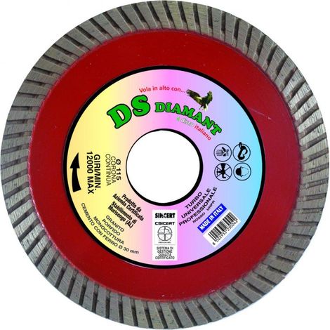 Disco diamantato d. turbo d=115 universale professionale rosso