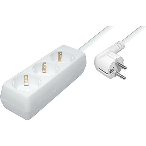 Ciabatta elettrica a 3 vie 3x cee 7/7 spina 1,4 m, bianco