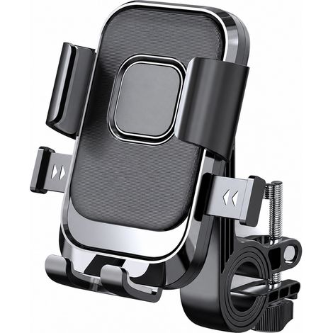 1 Pcs Support Téléphone Vélo Moto Guidon Noir ABS Universel 4-6,7 Pouces Anti-Vibration 360° (1/5)