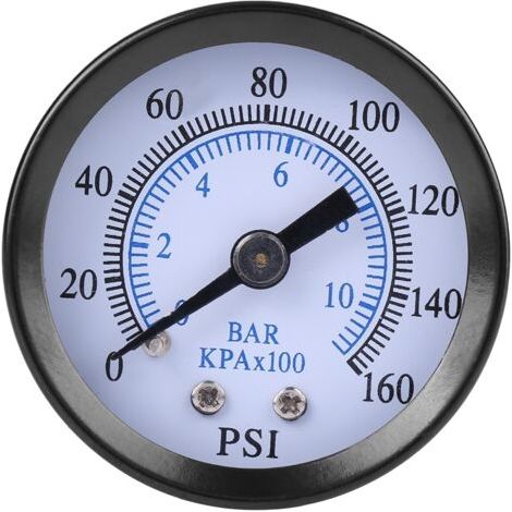 Manomètre miniature pour carburant, air, huile et eau, 0-160 psi / 0-10 bar, filetage NPT 1/8".
