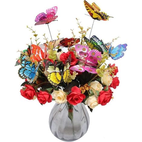 Piquets pour Papillons, 30 pc de Ensemble de Piquets de Papillons de Jardin colorés, Design réaliste à Deux Couches, décorations de Papillons imperméables pour Le Jardin, la Plantation