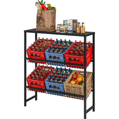 Étagère de rangement réglable en hauteur en métal robuste capacité de charge 210 kg noir (1/4)