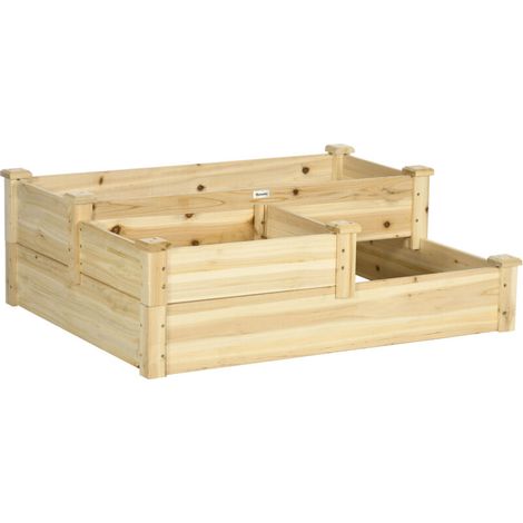 Jardinière surélevée, bac à fleurs à 3 niveaux, jardinière à fleurs, jardin d'herbes aromatiques, échelle à plantes en bois de sapin naturel pour jardin et balcon
