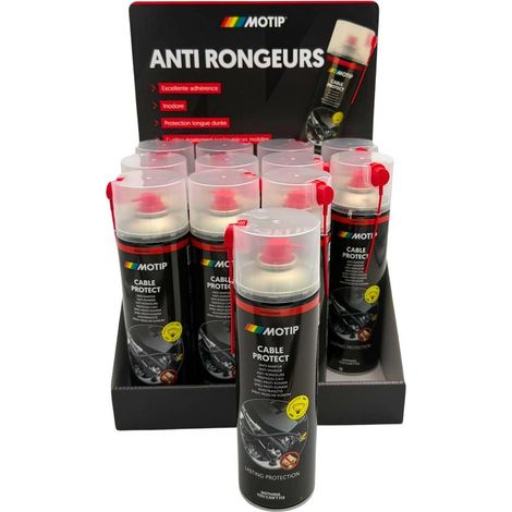 PRESENTOIR DE COMPTOIR 12 AEROSOLS ANTI-RONGEUR 500ML MOTIP (1/5)