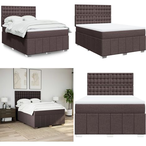 vidaXL Boxspringbett mit Matratze Dunkelbraun 140x200 cm Stoff (1/5)
