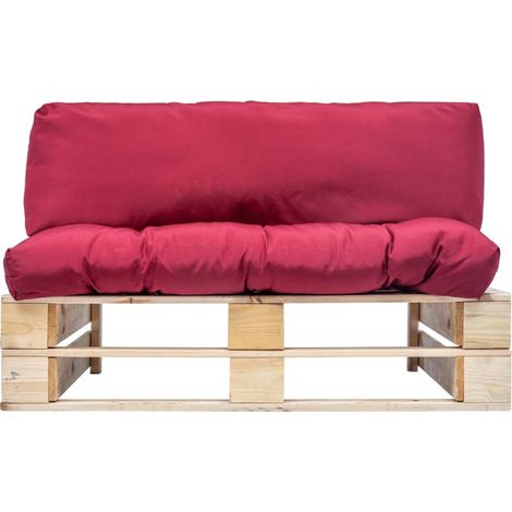 Maison Exclusive - Outdoor-Sofa Paletten mit Kissen in Rot Kiefer