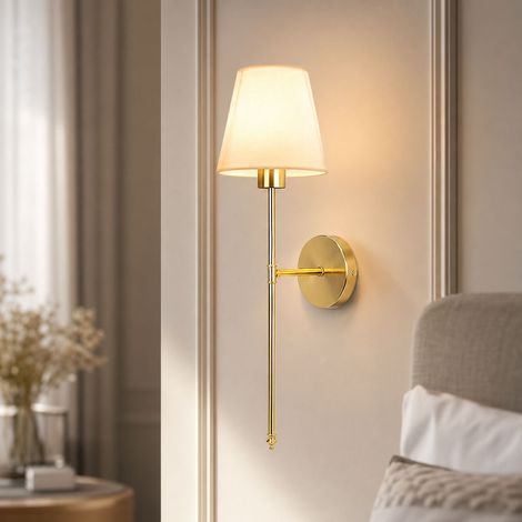 Applique murale LED rechargeable sans fil, télécommande 16 couleurs RGB, variateur tactile, design rétro fer et tissu, noir ou doré (1/4)